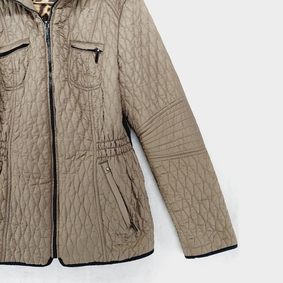 Laundry By Shelli Segal Brown Long Sleeve Zip Up Puffer Jackets Z8 - Picture 3 of 9